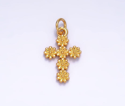 Flower cross charm